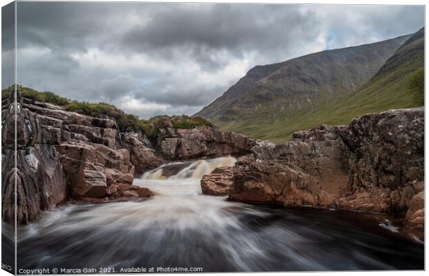 River Etive Waterfall Canvas Print by Marcia Reay