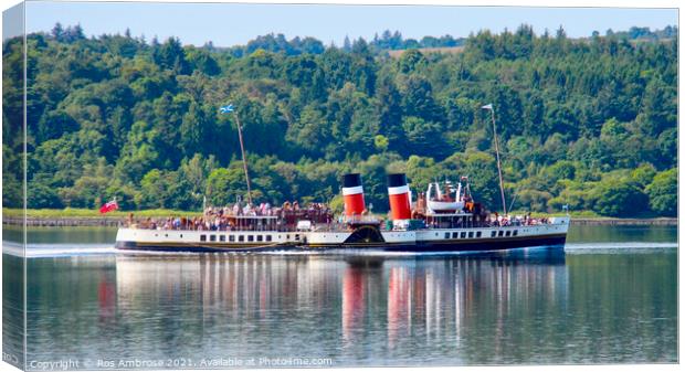 Waverley Paddle Steamer Heading Down The Clyde Canvas Print by Ros Ambrose