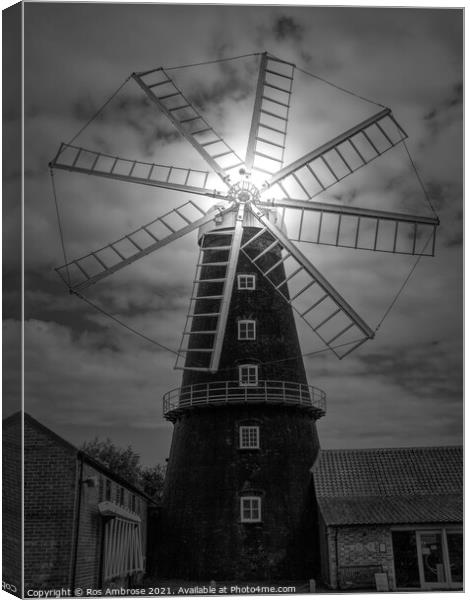 Heckington Eight Sailed Windmill Canvas Print by Ros Ambrose