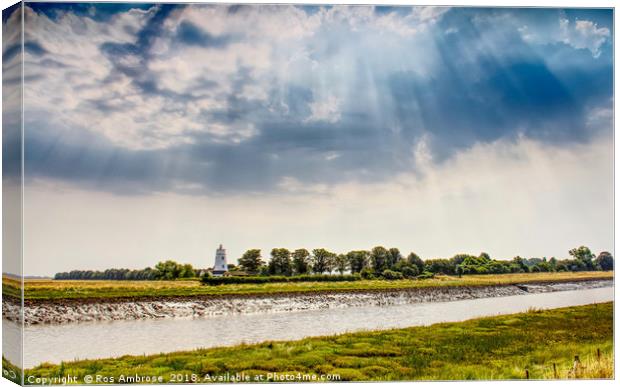 East Bank Lighthouse River Nene Canvas Print by Ros Ambrose