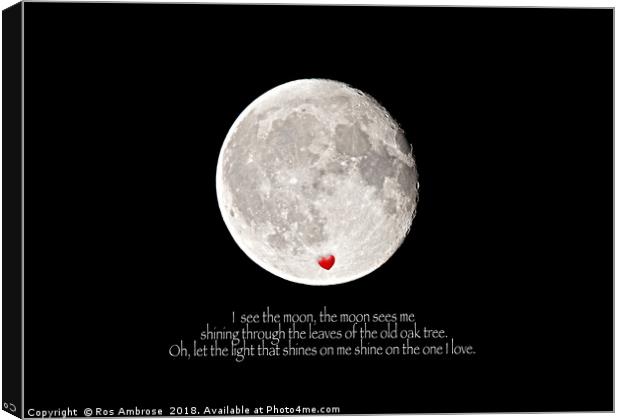 I See The Moon, The Moon Sees Me Canvas Print by Ros Ambrose