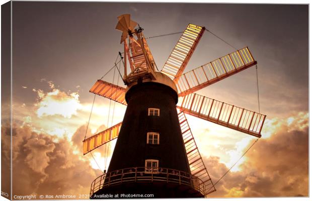 Heckington 8 Sail Windmill Canvas Print by Ros Ambrose
