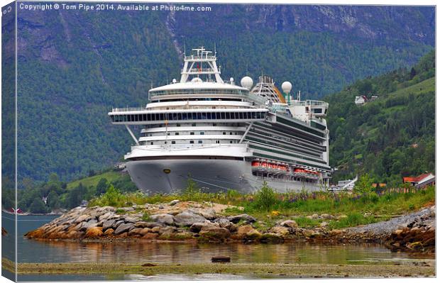  Ventura Cruise Ship in Norwegian Fjord. Olden 201 Canvas Print by Tom Pipe
