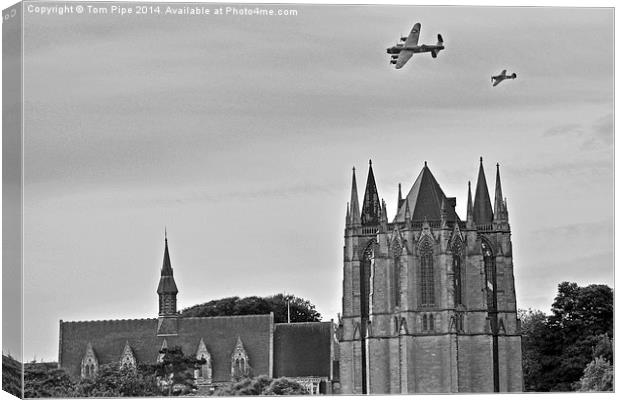  Lancaster & Hurricane team up over Lancing Chapel Canvas Print by Tom Pipe