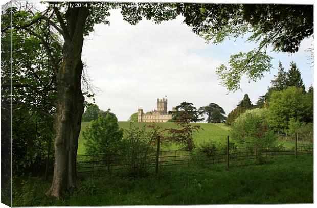 The famous Downton Abbey on top of the hill Canvas Print by James Tully