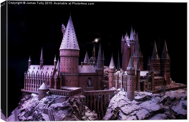  Night time at Hogwarts castle. Canvas Print by James Tully