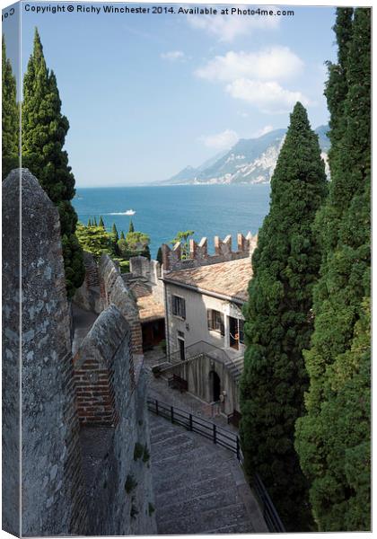  Castle Steps in Malcesine Canvas Print by Richy Winchester