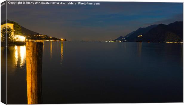  Lakeside view of Garda Canvas Print by Richy Winchester