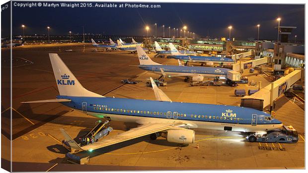  KLM at Schiphol Canvas Print by Martyn Wraight
