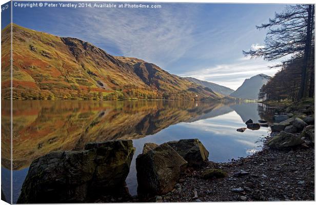  Buttermere Autumn Reflections #1 Canvas Print by Peter Yardley