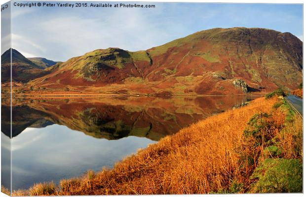  Autumn at Crummock Water Canvas Print by Peter Yardley