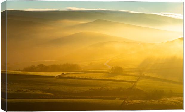 Golden mist in the hills of the High Peak Canvas Print by Andrew Kearton