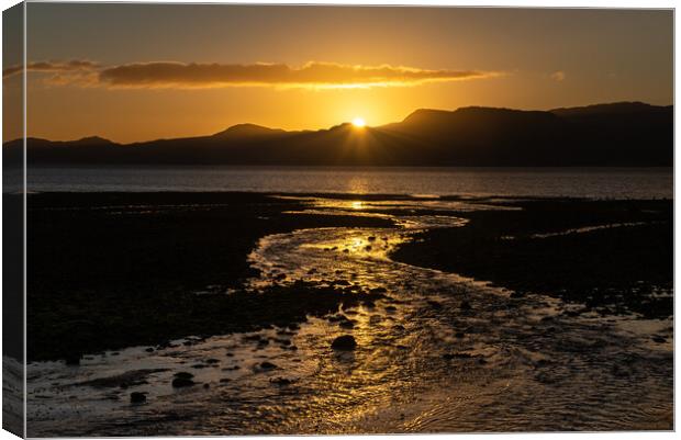 Golden sunrise over the Menai Strait, Anglesey Canvas Print by Andrew Kearton