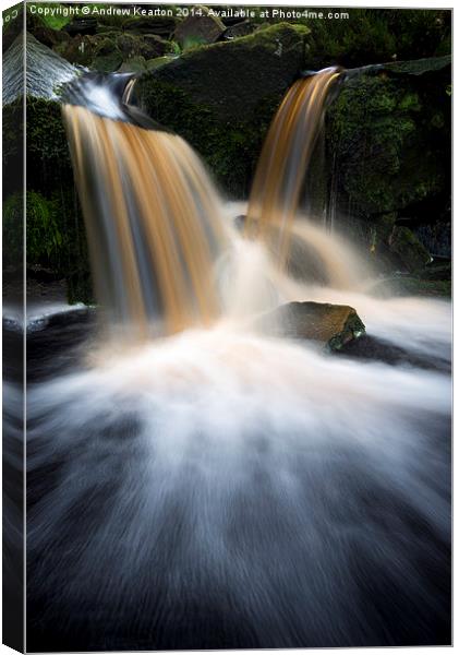 Moorland waterfall at Black Clough, Derbyshire Canvas Print by Andrew Kearton