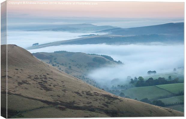  Pastel colours in a Peak District dawn Canvas Print by Andrew Kearton
