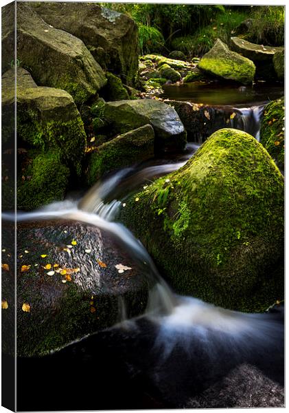 Small waterfall in North Derbyshire Canvas Print by Andrew Kearton