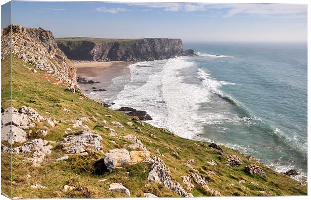  A sunny day on the coast of Pembrokeshire, Wales Canvas Print by Andrew Kearton