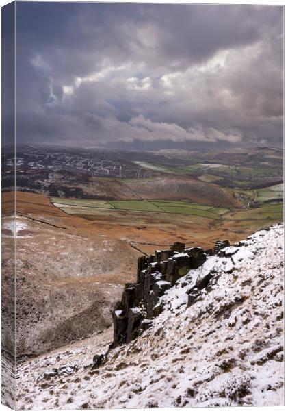 WInter on the hills above Glossop Canvas Print by Andrew Kearton