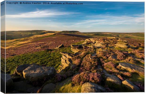 Sunset colours on Hathersage moor Canvas Print by Andrew Kearton