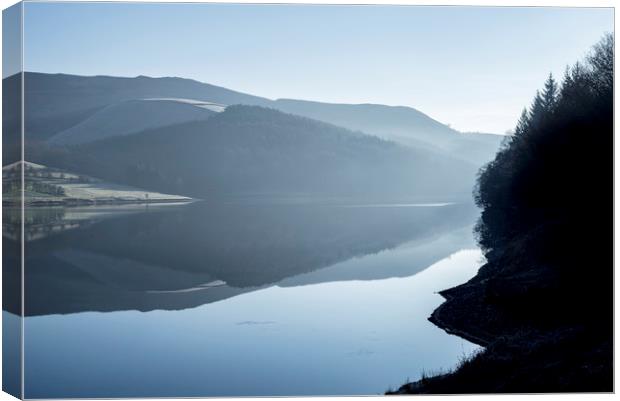 Reflections on Ladybower reservoir  Canvas Print by Andrew Kearton