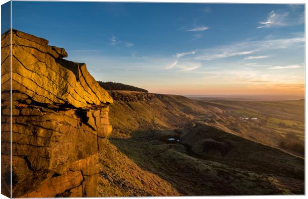 Sunset at Coombes edge, Charlesworth, Derbyshire Canvas Print by Andrew Kearton
