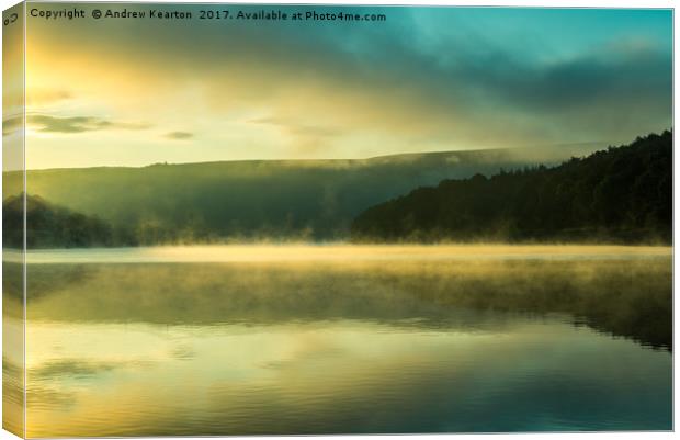 Autumn mist at Ladybower reservoir Canvas Print by Andrew Kearton