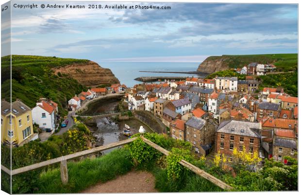 Staithes at dusk Canvas Print by Andrew Kearton