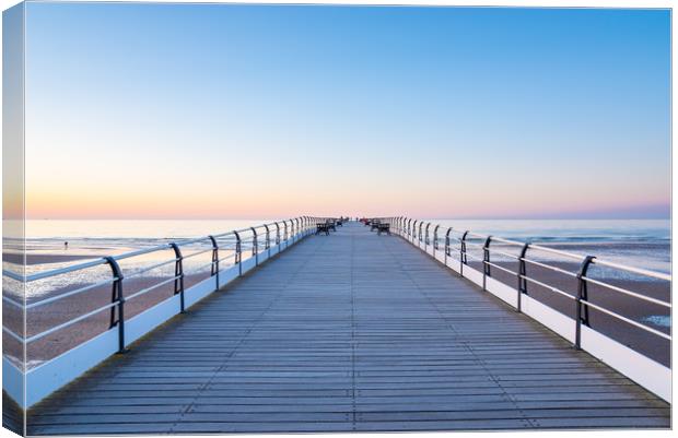 Saltburn-by-the-sea pier at sunset Canvas Print by Andrew Kearton