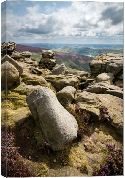Rock forms on Upper Tor, Kinder Scout, Derbyshire Canvas Print by Andrew Kearton