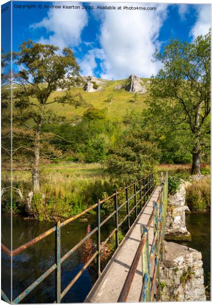 Footbridge over the river Wye at Upperdale, Derbys Canvas Print by Andrew Kearton