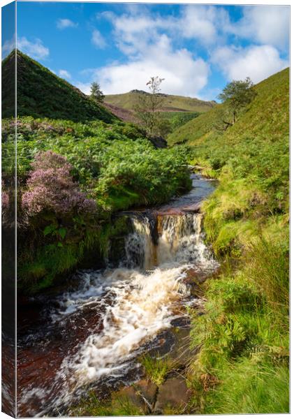 Waterfall at Fairbrook, Derbyshire Canvas Print by Andrew Kearton