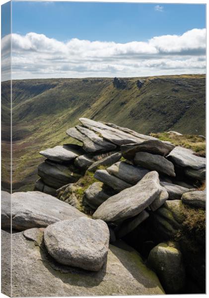 Rocks on Kinder Scout, Peak District Canvas Print by Andrew Kearton