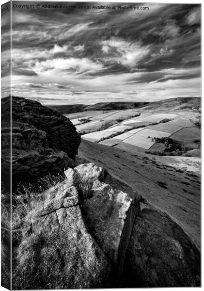 Wispy clouds over a Peak District landscape Canvas Print by Andrew Kearton