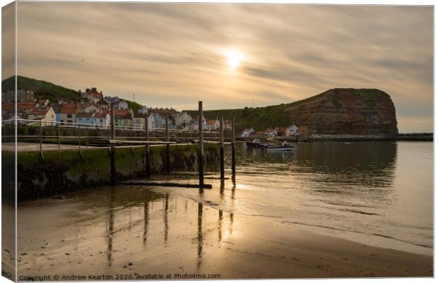 Staithes harbour, North Yorkshire Canvas Print by Andrew Kearton