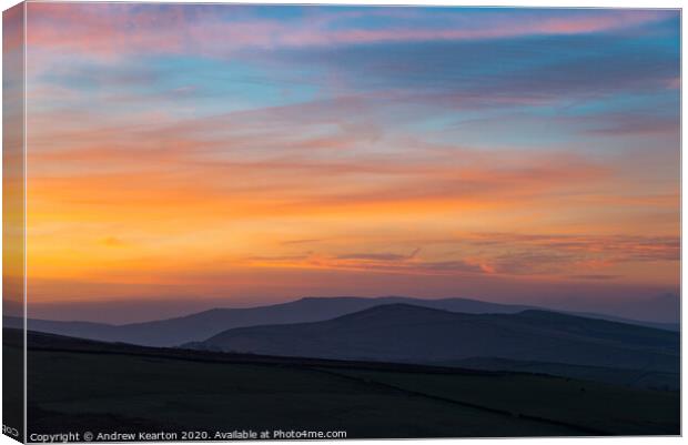 Beautiful dawn over the hills of the High Peak, De Canvas Print by Andrew Kearton