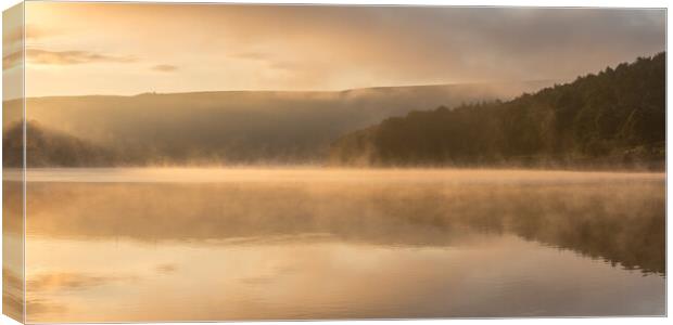 Morning mist on Ladybower Canvas Print by Andrew Kearton