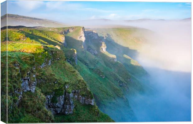 Winnats Pass with morning mist Canvas Print by Andrew Kearton