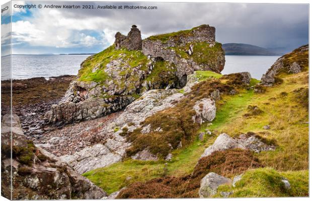 Dunscaith Castle, Isle of Skye, Scotland Canvas Print by Andrew Kearton