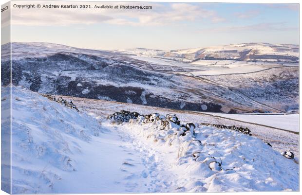 Snow in the hills of the High Peak, Derbyshire Canvas Print by Andrew Kearton