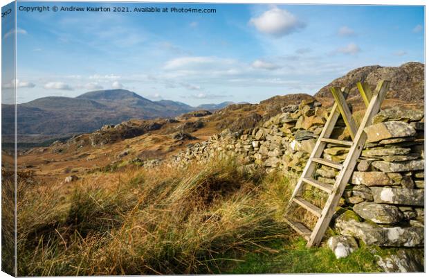 Rugged scenery near Croesor, Snowdonia Canvas Print by Andrew Kearton