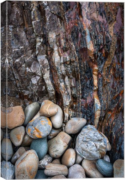 Colours and textures on a Pembrokeshire beach Canvas Print by Andrew Kearton