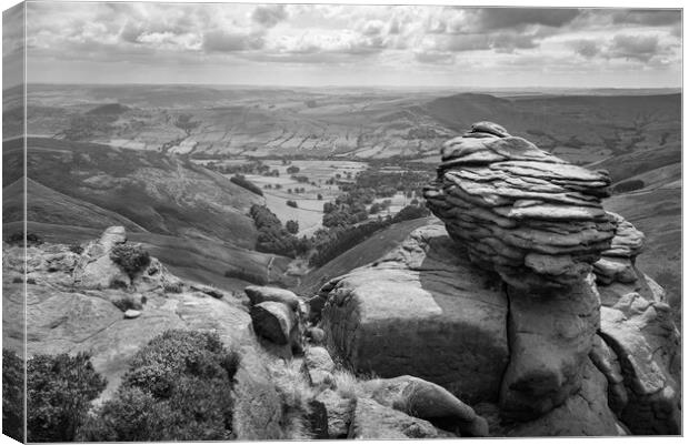 View of Edale from Upper Tor, Kinder Scout, Derbyshire Canvas Print by Andrew Kearton