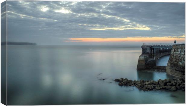 Whitby Harbour and Pier Canvas Print by David Oxtaby  ARPS