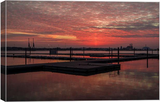  Red sky over Southampton Canvas Print by David Oxtaby  ARPS