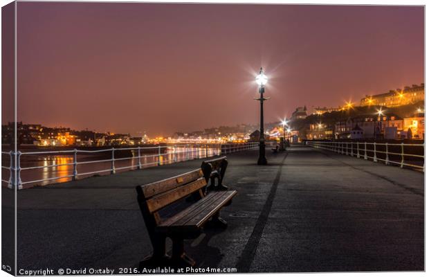 Whitby pier at dusk Canvas Print by David Oxtaby  ARPS