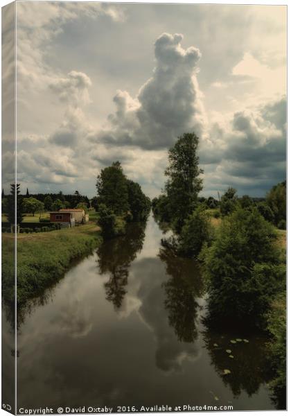 waterway at Noyen sur Sarthe Canvas Print by David Oxtaby  ARPS