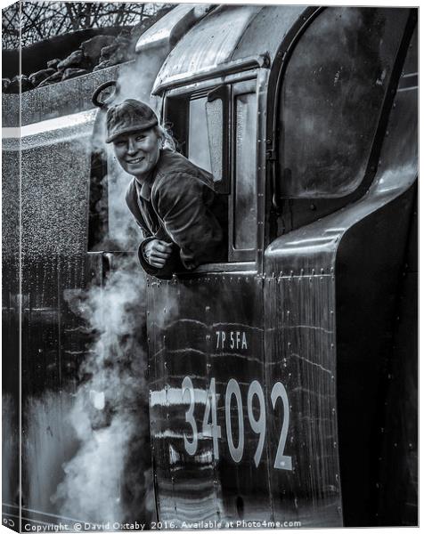 On the footplate of 'Wells' Canvas Print by David Oxtaby  ARPS