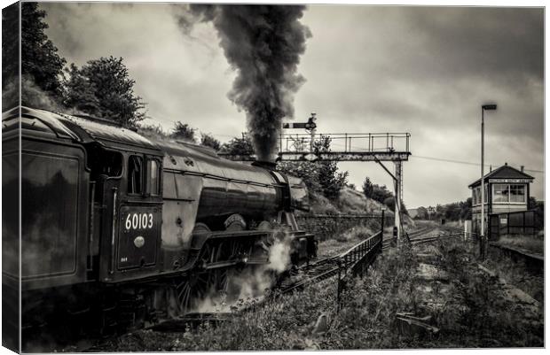 60103 Flying Scotsman leaving Hellifield Canvas Print by David Oxtaby  ARPS