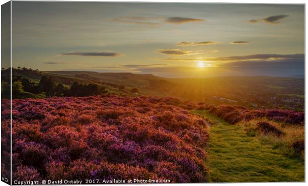 The sun setting over Ilkley Moor Canvas Print by David Oxtaby  ARPS