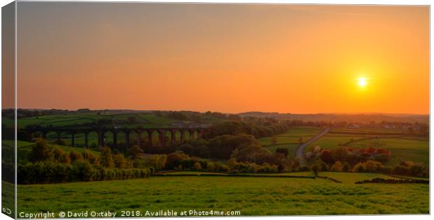 Hewenden Viaduct sunset Canvas Print by David Oxtaby  ARPS